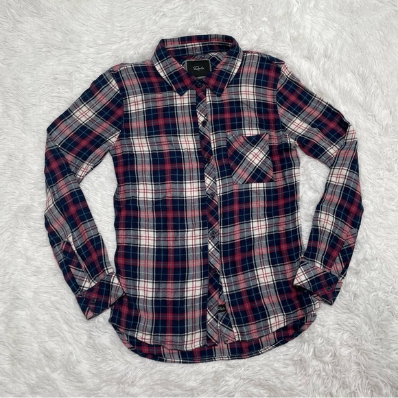 Rails Hunter Plaid Button Down Flannel Shirt Womens Size S Small Soft Rayon Cozy - Picture 1 of 8